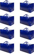 VENO 8 Pack Moving and Storage Bags, Heavy Duty, Alternative to Moving Boxes, Large Packing Totes Supplies for College Dorm Room with Zipper for Clothes, Wide Open Design (Blue, 8 Pack)