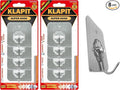 KLAPiT Super Hook - Heavy-Duty Adhesive Wall Hooks, Holds Up to 11 lbs, Waterproof, No Damage, Easy Install on Tile, Wood, Stone, Glass & Metal - Made of Steel (Silver, 8pc)