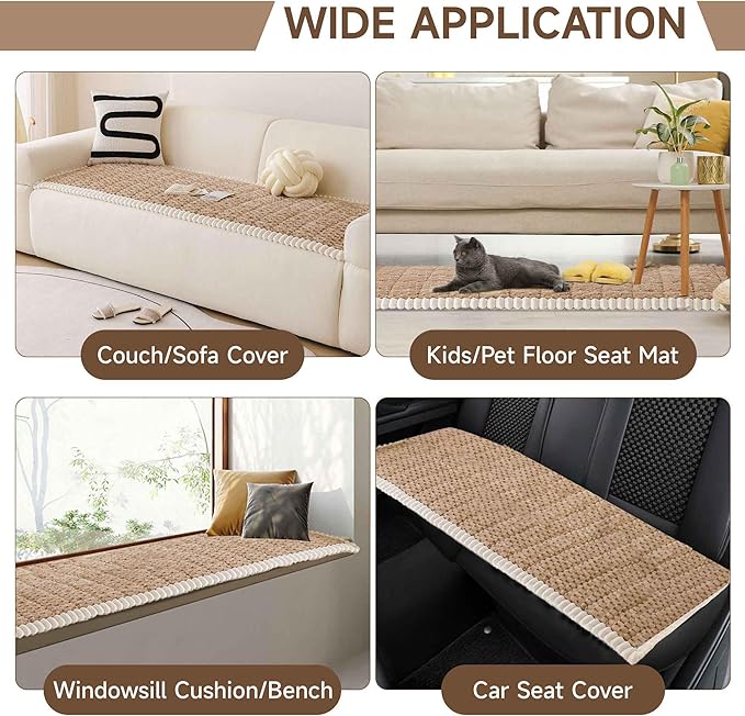OTOB Couch Covers for Sofa Pet Friendly, Washable & Non Slip Fuzzy Dog Couch Cover Love Seat Sofa Slipcovers, All Seasons Cozy Soft Plush Furniture Protector Cushion Mat (Coffee, 27.6" x 59.1")