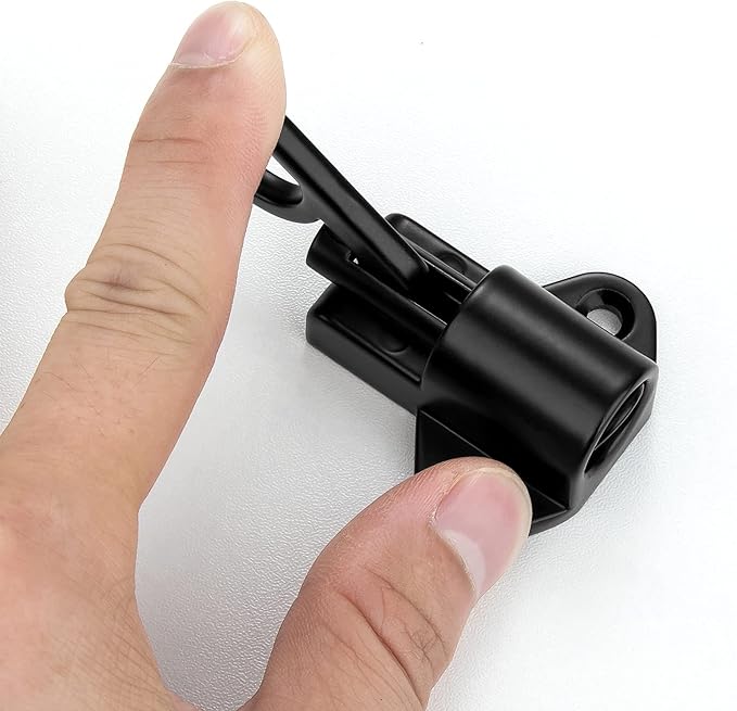 7 Packs Self-Closing Latches，Black Spring Door Lock，Resilient Bolt Latch Aluminum Alloy Safety Automatic Spring Barrel Slide Door Lock with Screws,Used for Gate,Window and Cabinet etc