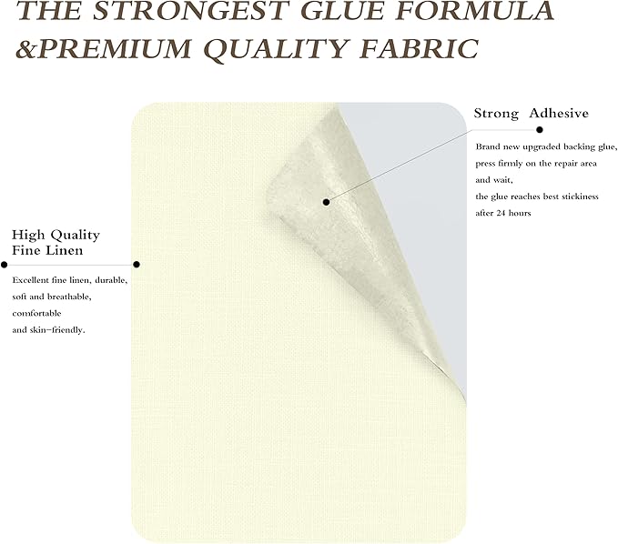 Fine Linen Repair Patches, Self-Adhesive Linen Fabric Patches, 8X11 inch Extra Size, Multi Color, Can be Used for Linen Sofa Repair and Linen Clothes Repair(8" x 11", Beige 3.0)