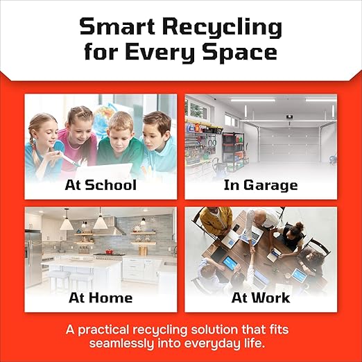 6 Gallon Stackable Recycling Bins for Homes, Garages, Offices Made of 100% Recycled Plastic - (Grey, 12 Pack)