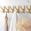 pickpiff Self Adhesive Coat Hooks for Hanging, Heavy Duty Stainless Double Wall Hook for Towel, Backpack, Hat, Sturdy Metal Hanger for Bathroom, Bedroom, Door, Wall Mounted, 6-Pack, Brushed Gold