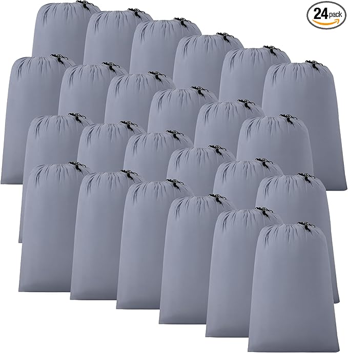 ZPECC Travel Laundry Bag 24 Pack,Bulk Extra Large Heavy Duty Bags, Durable Dirty Clothes Organizer With Drawstring, Fit a Basket or Hamper (40" X 30",Purple Hemp)