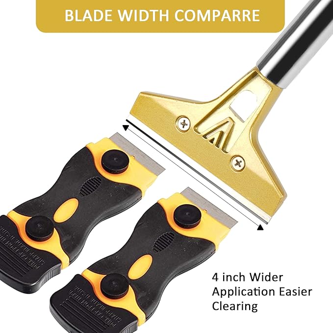 Razor Blade Scraper,Floor Scraper Tool with 20PCS Extra Blades,Paint Scraper Ideal for Cleaning Stove Top,Windows,Glass,Tiles,Wall,Labels.(4 in,Metal)
