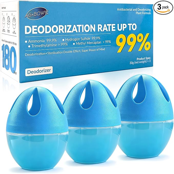 Refrigerator Deodorizer 3 Pack, Natural Plant Fridge Deodorizer More Effective Than Baking Soda, Long-Lasting Odor Eliminator for Refrigerator, Air Freshener for Kitchen, Shoe Cabinet, Pet Areas