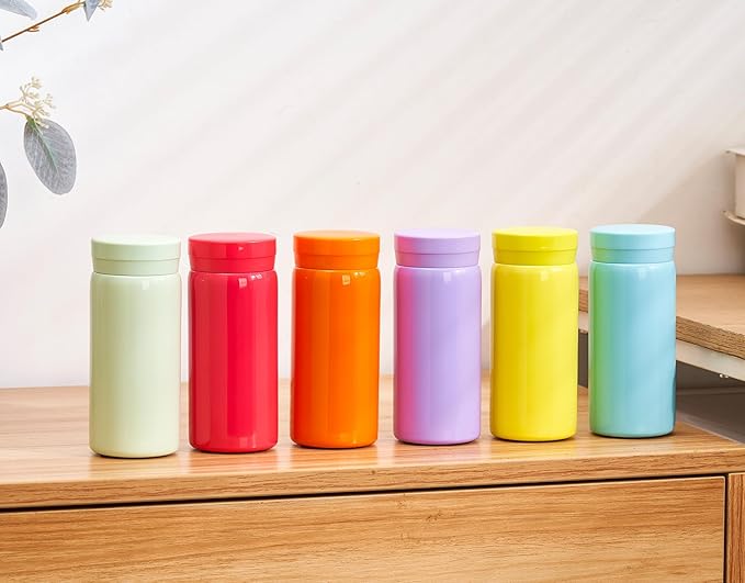 Mini Thermos Cute Water Bottle - 7 oz Tiny Insulated Vacuum 18/10 Stainless Steel Small Flask - Leak Proof & Spill Proof & Keeps Cold and Hot for Drink, Coffee, Tea - Yellow