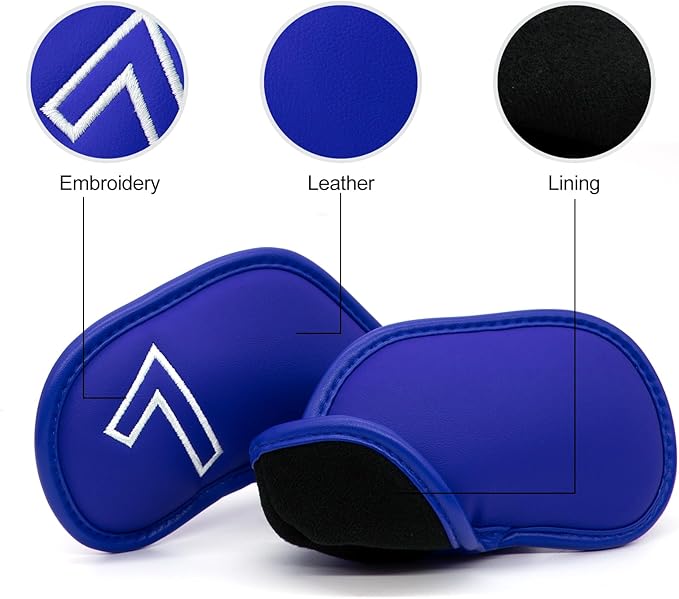 Montela Golf Iron Covers,Golf Iron Head Covers Leather Golf Iron Covers Set 9pcs Golf Iron Headcovers,Golf Club Head Covers for Iron Club Fit All Brands Titleist,Callaway,Taylormade
