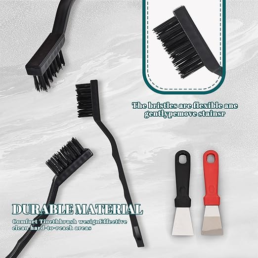 24 Pcs Mini Nylon Brush Set, Nylon Scratch Brush with Curved Handle, Cleaning Weld Slag and Rust