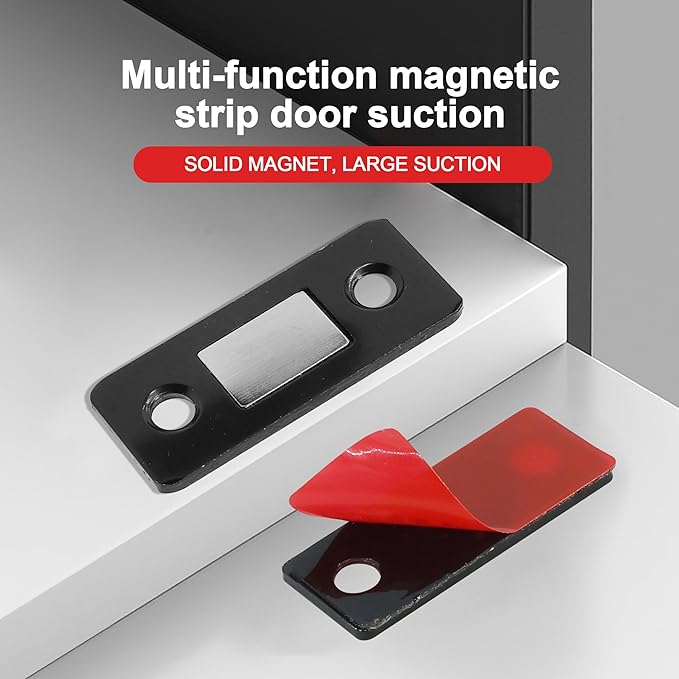 Cabinet Magnetic Catch, 6 Pack Black Ultra Thin Magnetic Cabinet Door Catch, Adhesive Cabinet Magnets for Kitchen Drawer Cabinet Door Closet, Concealed Strong Magnetic Cabinet Latch