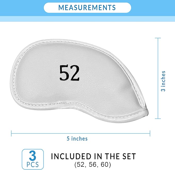 Premium Magnetic Leather Iron and Wedge Golf Club Head Covers | Set of 10 | Fits Most Clubs | Embroidered Club Label on Both Sides of Club Head Cover