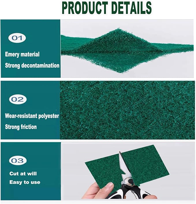 12 Pcs/Pack Green Heavy Duty Scouring Pads Reusable Household ScrubPads for Kitchen and Dish Cleaning Tool