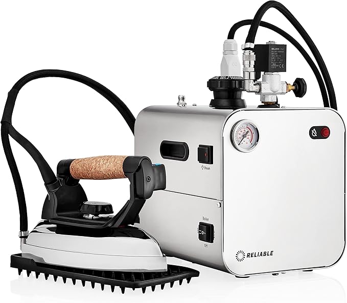 Reliable 5100IS/2100IR Professional Iron Station with Eco Mode, 120V, 2.2M Steam Hose, 2.2L Stainless Steel Boiler, Aluminium Soleplate, 1800W Total, Made in Italy