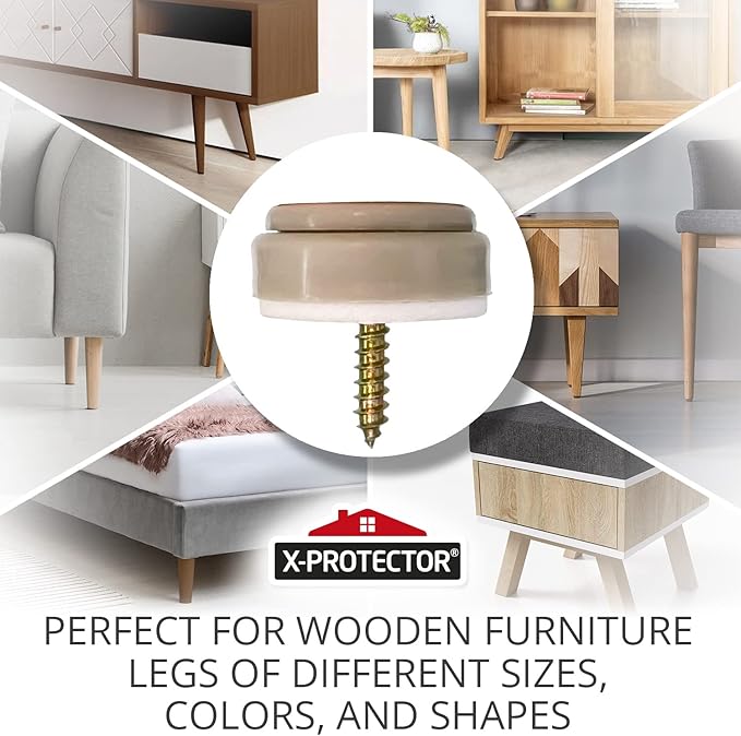 Chair Glides X-PROTECTOR – 16 PCS 1" Furniture Glides – Screw-On Chair Sliders – Premium Chair Leg Floor Protectors – Slide Furniture Effortlessly on All Floor Types with Small Furniture Sliders!