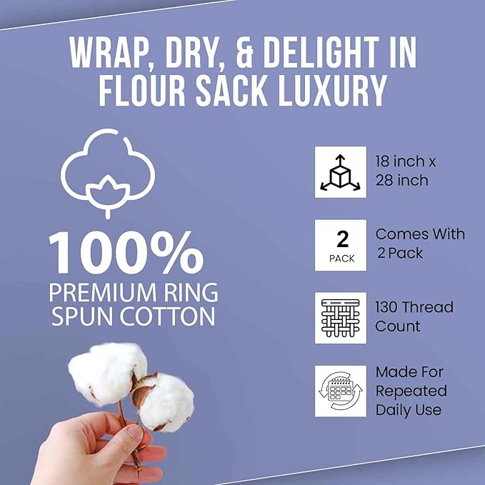 Flour Sack Towels| Tea Towel for Crafts| Kitchen Dish Cotton Blank Towel for Embroidery|Baking Bread Proofing Linen Cover| Thick Absorbent Quick Dry| 2 Pack 18"x28" White