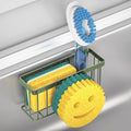 Sponge Holder Smiley Face,Sink Caddy,Sink Organizer with 2 Suction Cups/1 Adhesive Strips,Designed for Sponge,Soap,Dish Brush,Scrubber - Green