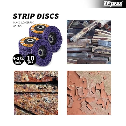 4-1/2" x7/8'' Stripping Discs Rust Remover Wheel Remove Paint and Oxidation Poly Strip Wheel Disc Abrasive Angle Grinding Wheel - 10 Pack(Purple)