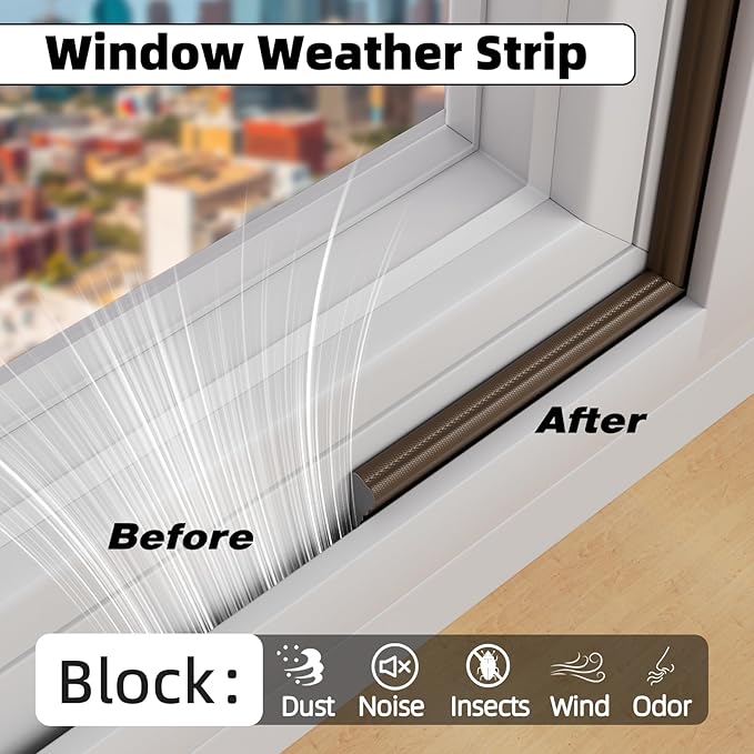 3Pcs×196" Wedge Weather Stripping Door Seal Strip for Door Frame & Window,Self Adhesive Window Insulation Draft Stopper Seal for Winter,Gray Foam Door Gap Filler for Soundproofing Light Blocker,Brown