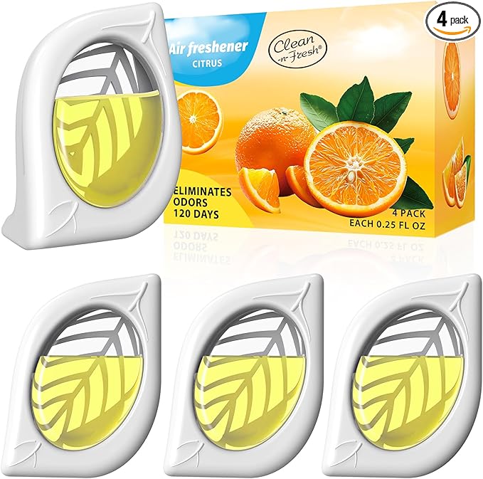 Air Freshener for Home, 4 Pack, Citrus, Odor Eliminator for Small Area Closets Bathroom Pets Strong Odor, Up to 120 Days