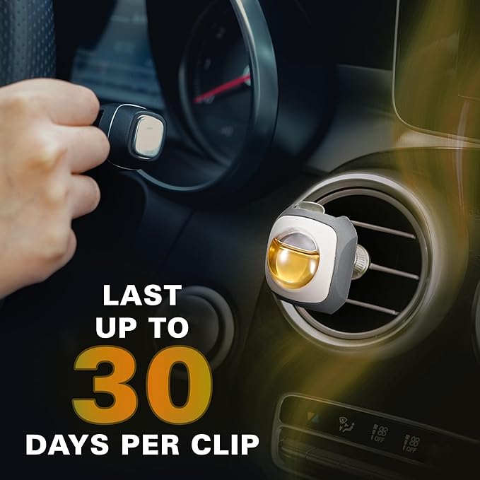 Air Jungles French Osmanthus Scent Car Air Freshener Clip, 6 Vent Clips, 4ml Each, Long Lasting Air Freshener, Up to 180 Days Car Refresher Odor Eliminator