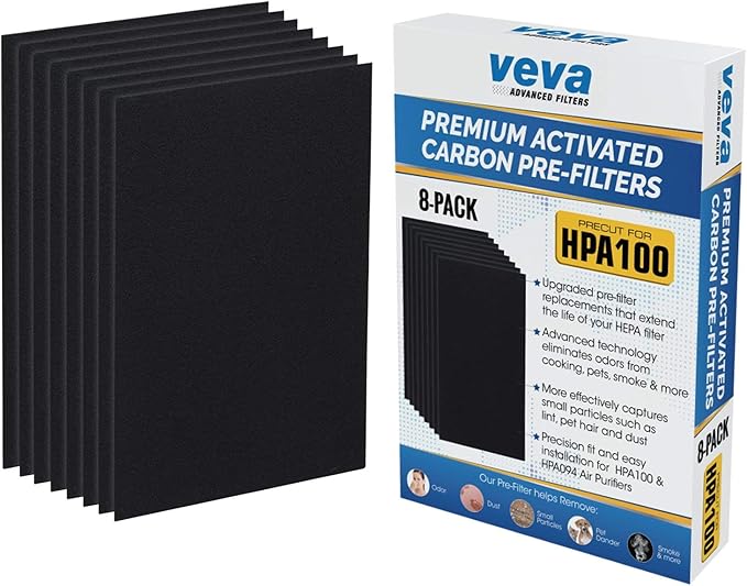 HPA100 Pre-Filters Replacement for Honeywell Air Purifier - 8 Pack - HRF-A100 Filter A Compatible w/ HPA100, 104, 105, 090, 094