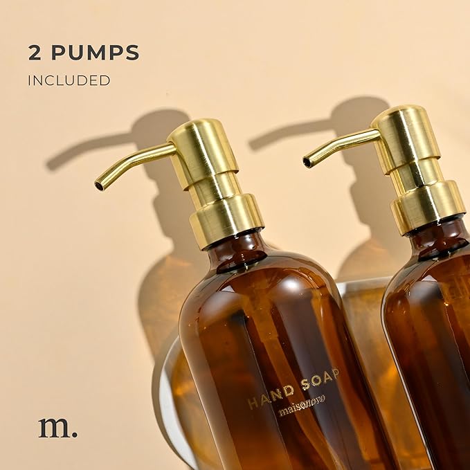 MaisoNovo Soap Pump Replacement - 2X Gold Metal Pumps - Pump Dispenser - Soap Dispenser Pump Replacement - Stainless Steel Soap Pump - Pump for Soap Dispenser
