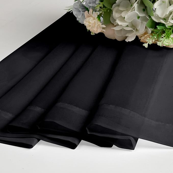 Chyhomenyc Black Sheer Window Curtain Panels 54 Inch 2 Panels, Light Filtering Solid Voile Curtains Drapes for Small Window/Bathroom/Living Room/Bedroom, Rod Pocket, Each 42Wx54L