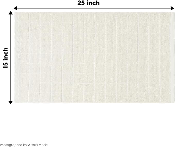 Artoid Mode Checkered Designed Cotton Beige Terry Kitchen Dish Towels, 15x25 Inch Soft Absorbent Quick Drying Family Cleaning Tea Towels Set of 4