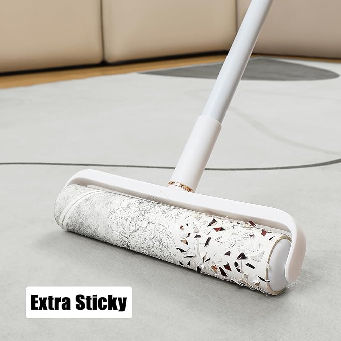 6 Pack 9.45 inch Lint Roller Refill Extra Sticky 9.4-9.5 inch Wide Large Lint Roller Refills for Floor Pet Hair Remover Replacement Refills Total 360 Sheets (6 Sticky Rolls)