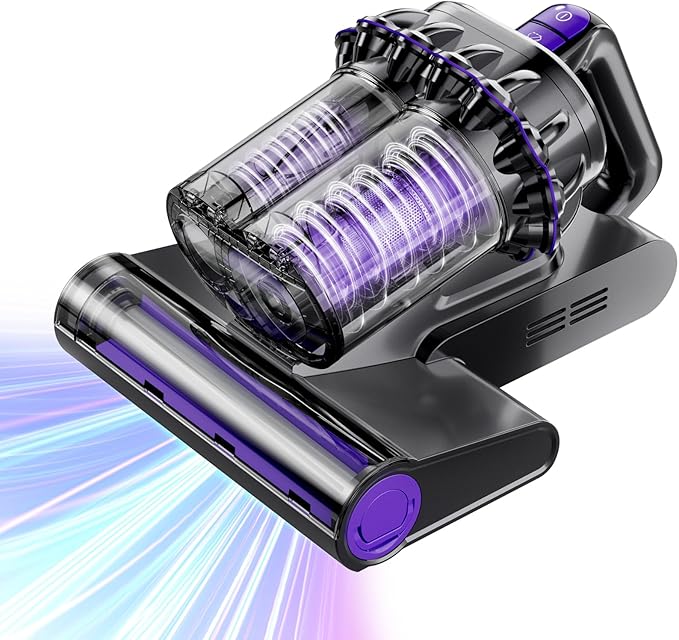 Mattress Vacuum Cleaner, 16Kpa Bed Vacuum Vleaner 253.7nm UV-C Light, 145°F Heat, HEPA Filter & Ultrasonic, Versatile Handheld Vacuums for Bed, Sofa, Couch, Crib (Corded,600W)