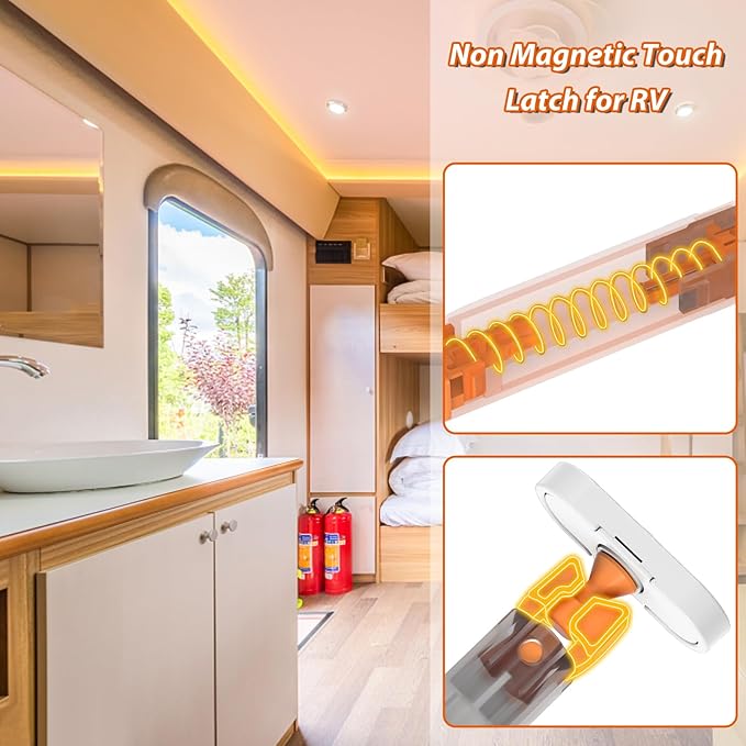 Jiayi Push to Open Door Catches Heavy Duty 2 Pack Push Opener Door Latch for Cupboard White Touch Open Latches for Closet Closing Wardrobe Closure Spring Push Latch