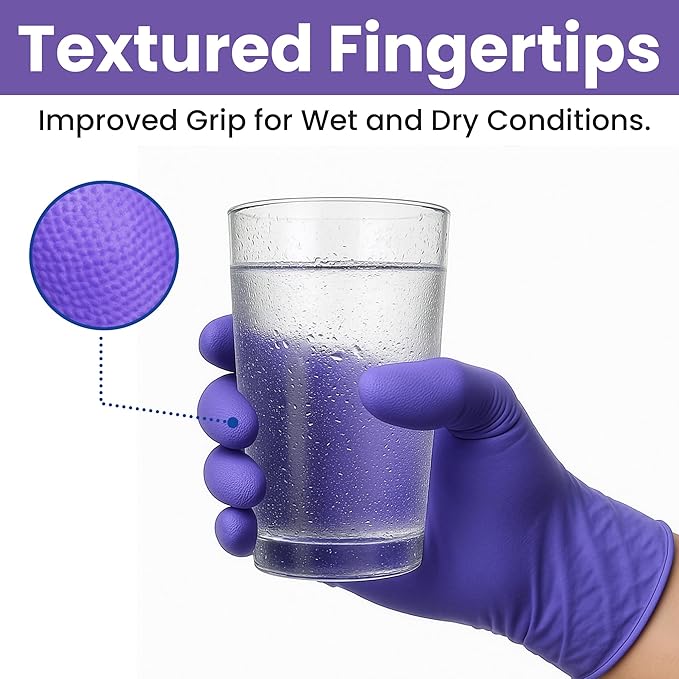 SafeWay Nitrile Disposable Gloves — Multi-Purpose Powder-Free, Non-Latex, Medical Use, and Textured Fingertips for Food Prep, Cleaning, Tattoo, Nursing, Lab, Examination, & More — (8000pcs, 2X Large)