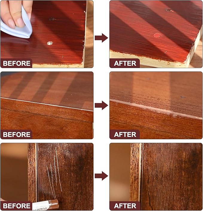 SEISSO Wood Filler Sticks- 6 Pcs, Furniture Repair Wax Crayons, Furniture Marking Repair - Scratch, Cracks, Hole, Table, Wood Floor, Guitar - Heartwood Cherry/Red Brown/Nutmeg