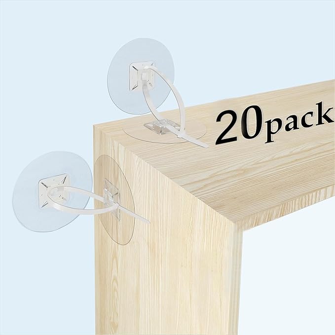 Furniture Anchors No Drill Upgraded Furniture Straps for Baby Proofing, Self-Adhesive Secure 168 Pound Furniture Prevent Falling Anti Tip Earthquake Straps for Child Safety