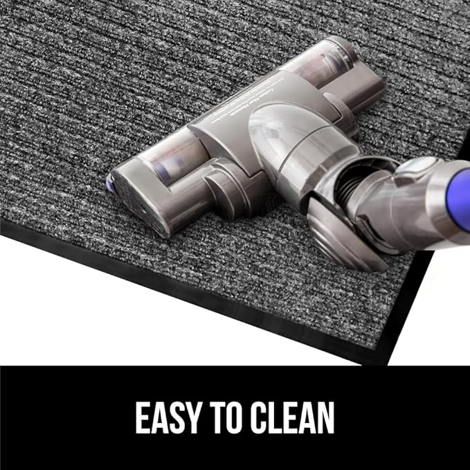 GORILLA GRIP Traffic Guard Door Mat, Heavy Duty Welcome Mats, Commercial Office Space Doormat, Waterproof, Fade Resistant, Strong Rubber Backing, Low Profile, Shoe and Boot Scraper, 29x17, Light Gray