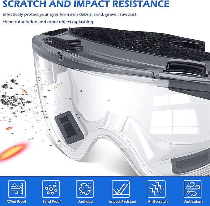 OXG 6 Pack Safety Goggles ANSI Z87.1 Glasses, Anti-Fog Protective Safety Glasses Lab Goggles Men Women Eye Protection Goggles