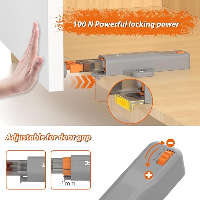 Push to Close Cabinet Latch, Jiayi 10 Pack Push Open Hardware, Cabinet Press Out Latch for Door, Non-Magnetic RV Drawer Closure, Heavy Duty RV Door Catch, Touch Latch for Kitchen