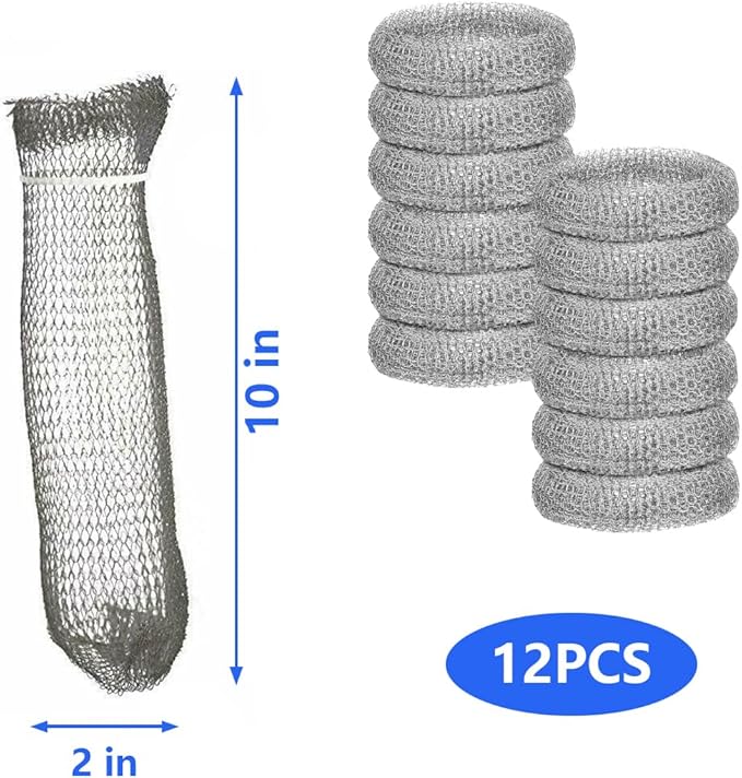 Stainless Steel Lint Traps for Washing Machine Drain Hose – Mesh Filter with Cable Ties for Laundry Sink and Drain Protection(12)