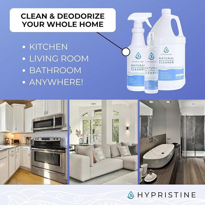 PURE Hypochlorous Acid Spray, Multi-Purpose Cleaner, Superior Shelf Life, 0% Bleach, 0% Alcohol, Food Contact Safe, Eliminate Non-Living Allergens, Remove Pet Odor, Clean Any Surface