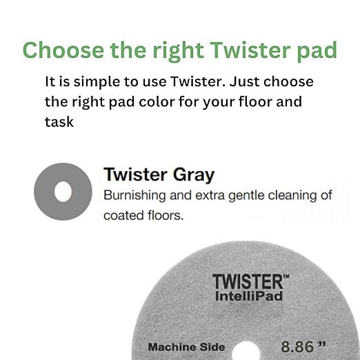 Diversey DD1231448 TASKI Twister Intellipad Diamond Coated Floor Machine Cleaning Pad, Made in USA, Burnish to High Super Gloss Finish, Grey/Brown, 8.86-inch (Pack of 2)