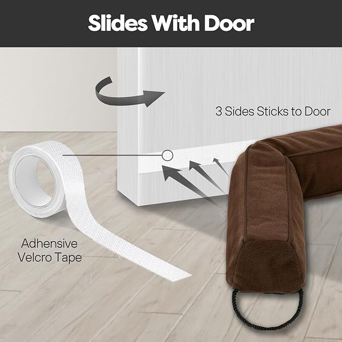 Weighted Door Draft Stopper for Front Door, Easy to Use Heavy 38 Inch Door Bottom Winter Cold Air Draft Blocker, for Exterior, Apartment, Back Door, Fits Door Gap Up to 3”, 2.2lb