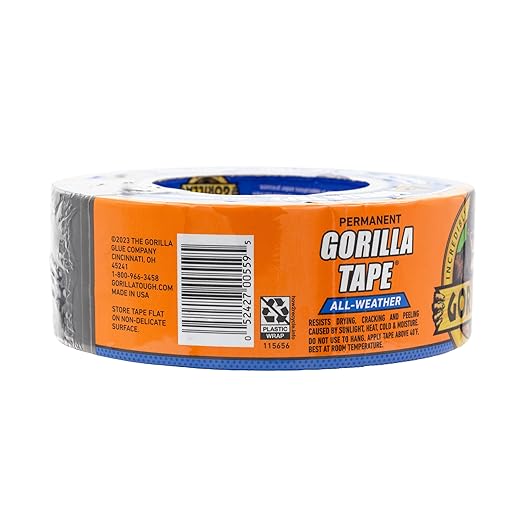 Gorilla All Weather Duct Tape, Black, 1.88" x 25 yd | UV Resistant | Waterproof | For Outdoor Repairs | 2-Pack, Pack of 6