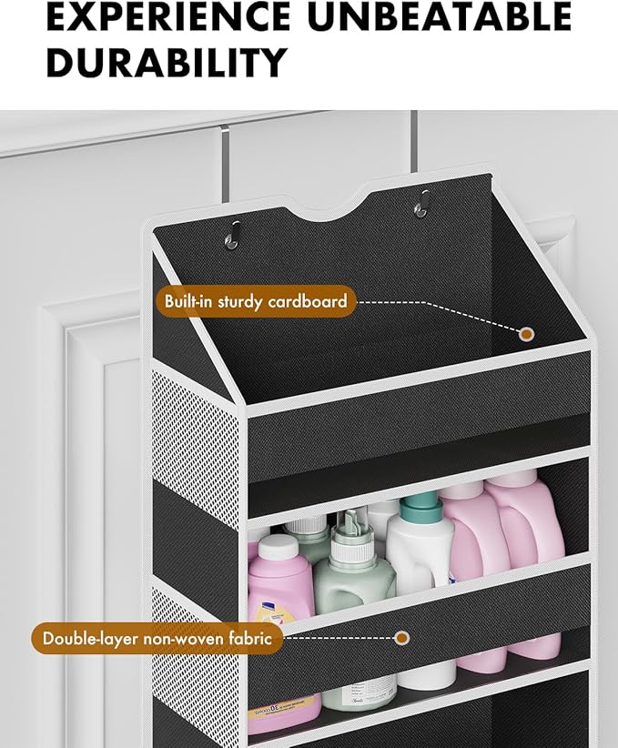 Over The Door Organizer Storage - 50lb Heavy Duty 6 Shelf Over Door Organizer Hanging Space Saving Perfect for Bedroom Bathroom Dorm Nursery (Black)