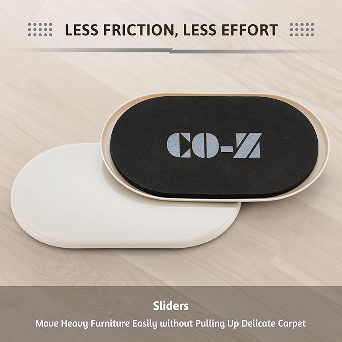 CO-Z Large Furniture Sliders - 8 Pack, 6" x 9 1/2" Oval Reusable Furniture Sliders for Carpet, Heavy-Duty Furniture Gliders Movers for Hardwood Floors, Plastic Moving Pads for Heavy Furniture