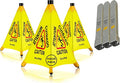 Alpine Caution Wet Floor Sign 3 Pack - Pop Up Slippery When Wet Sign, Wall Mounted Foldable Bilingual Yellow Safety Warning Caution Cone for Commercial & Office Use (20 Inches)