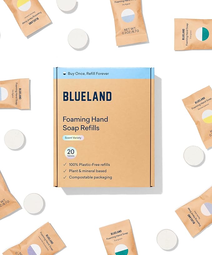 BLUELAND Foaming Hand Soap Refill Tablets, 20-Pack, Variety Pack Scents, Eco Friendly Cleaning Products, 20 x 9 Fl oz