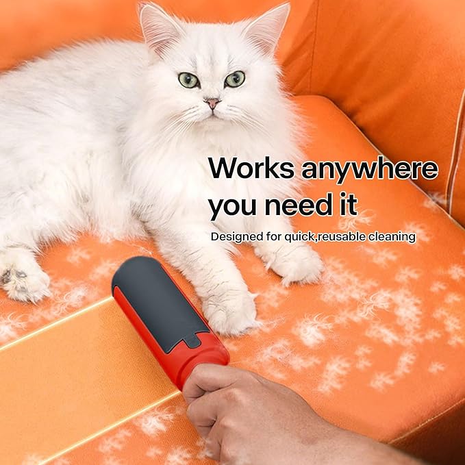 PAKEWAY 2 Pack Pet Hair Removal Tool, Reusable Dog & Cat Fur Remover with Comfy Non-Slip Handle, Portable Lint Roller with Self-Cleaning Base for Couch, Car Seat, Carpet, Bedding