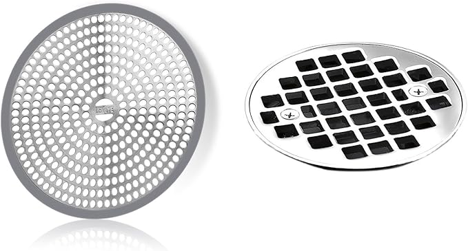 LEKEYE Shower Hair Catcher Drain Protector Strainer-Steel & Silicone 2 Pack