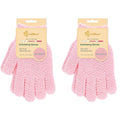 Evridwear Exfoliating Gloves for Shower, 100% Nylon Thick Soft Medium Heavy Bathing Gloves Dead Skin Remover Body Scrubber Smooth Skin with Hang Loop, 2 Pairs Moderate Pink