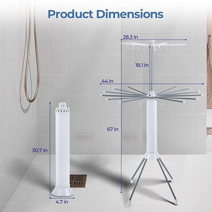 GCCSJ 4-Legged 2 Tier Folding Portable Octopus Style Clothes Drying Rack with Wheels,Laundry Drying Rack Collapsible for Indoor Outdoor Use